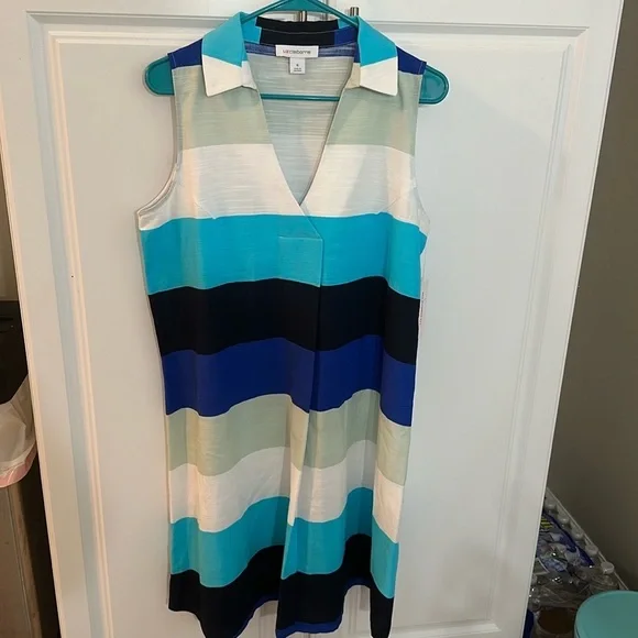 NWT Liz Claiborne Sleeveless Striped A-Line Dress size 8 - Picture 2 of 7